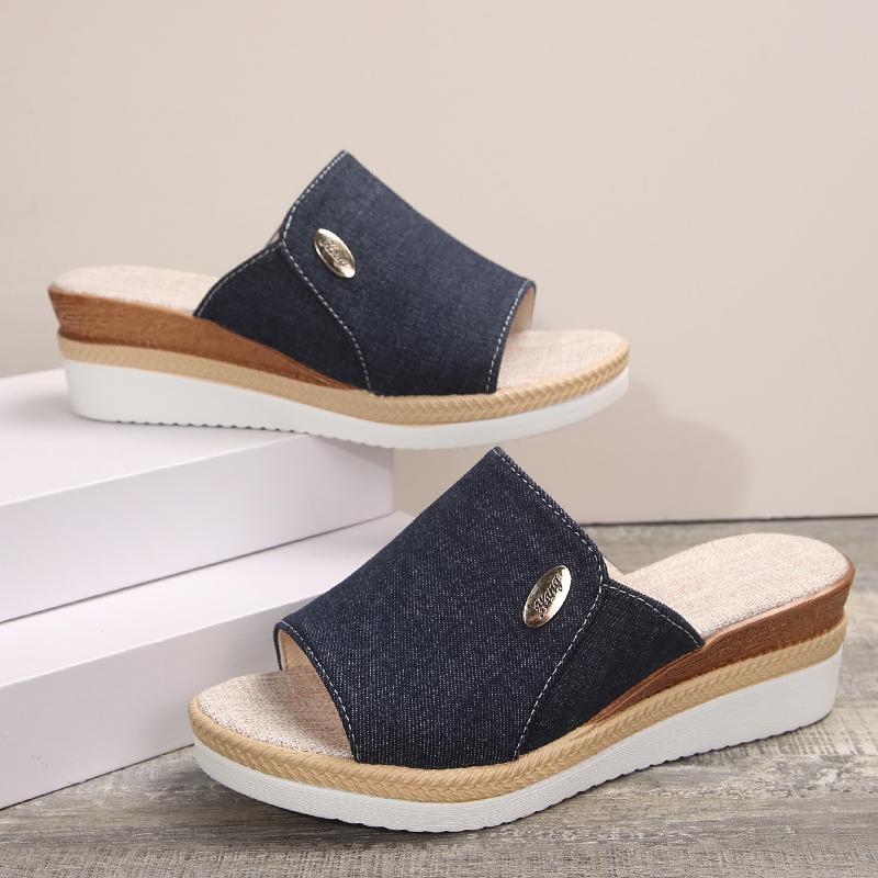 Pantofi de vară pentru femei, mărimea 43, cu toc gros și talpă plat, ușori, casual, la modă