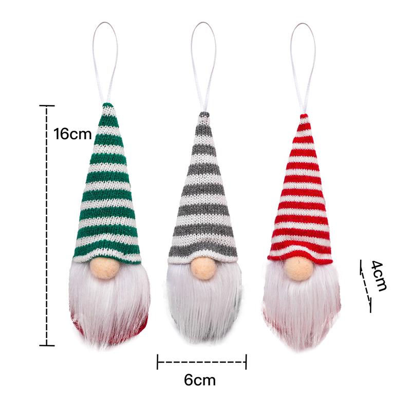 3Pcs Christmas Tree Hanging Gnome Plush Gonk Santa Doll Pendants Xmas Decoration