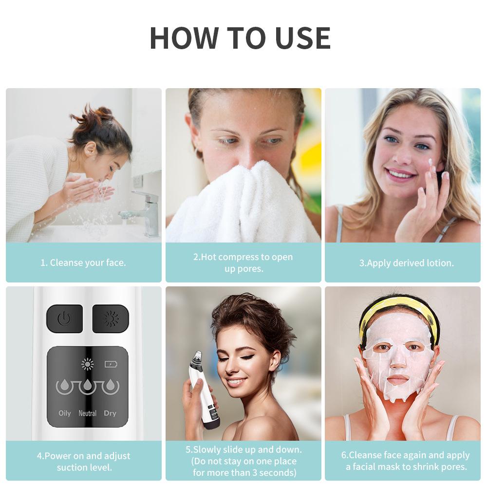 Hot Compress Blackhead Remover 3-Suction Mode Electric Nose Face Deep Clean Skin Care Device Vacuum Suction Acne Pore Cleaner