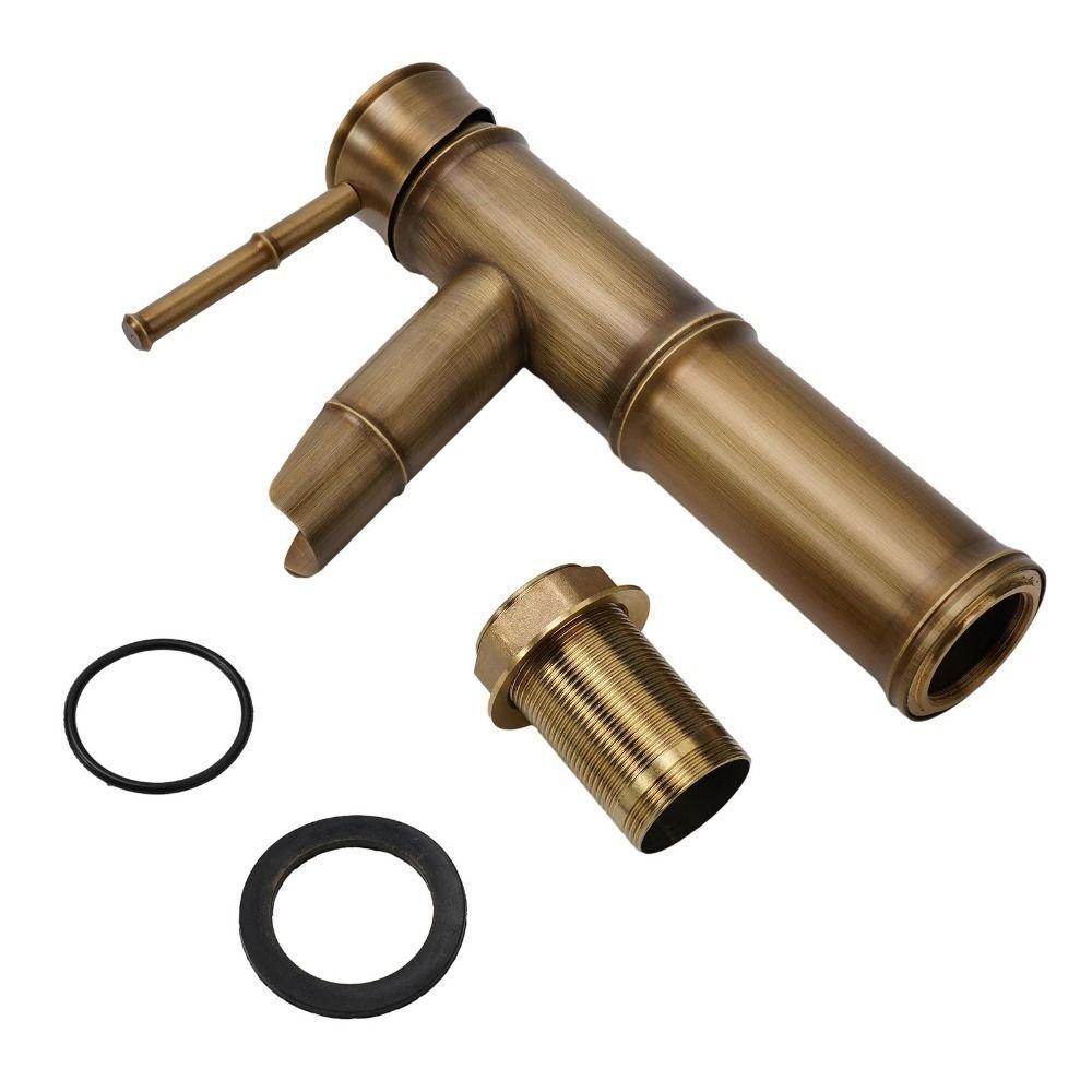 Single Handle Basin Faucet Deck Mounted Vanity Faucet Antique Bamboo Shape Faucet  Outdoor Garden