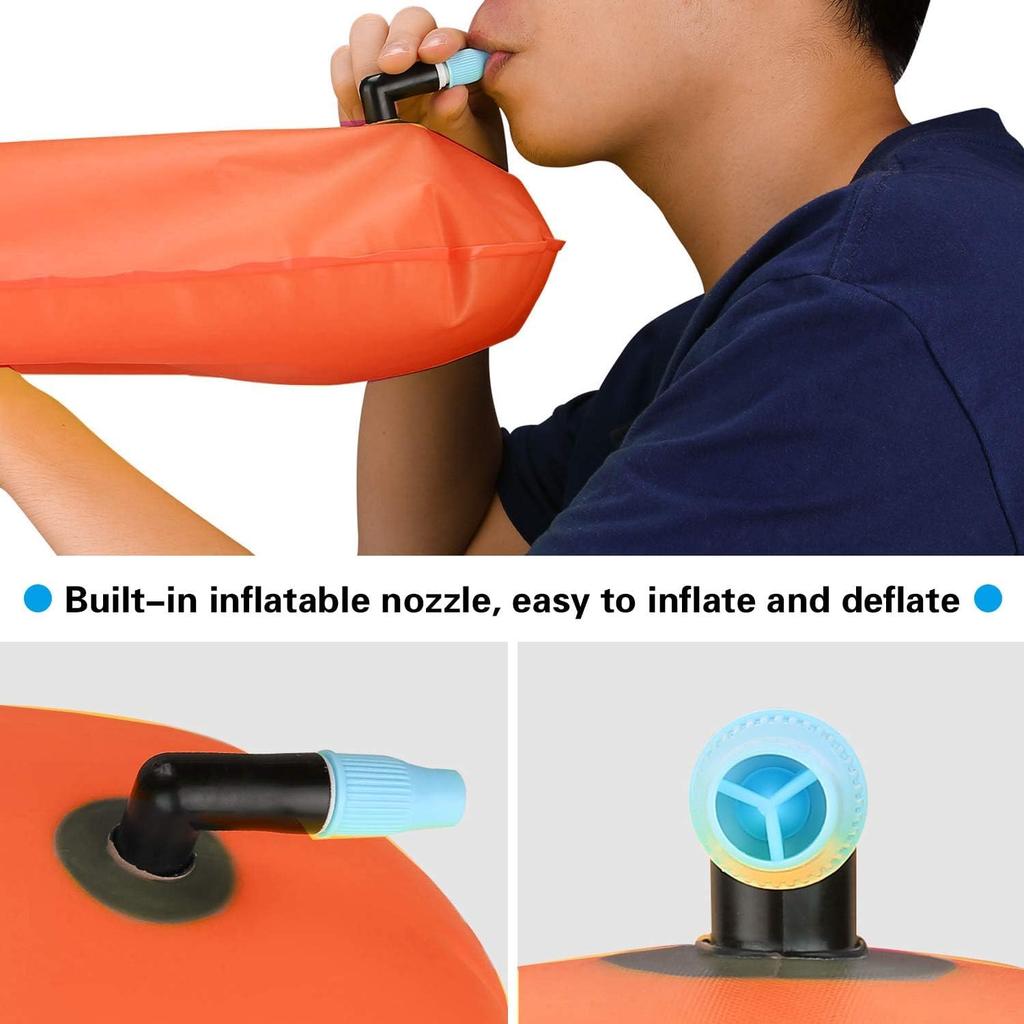 JOTO of Swimming Buoy Waterproof Bag Float Bag Lightweight Buoy Training Float Air Bag [Set 2] - Orange/Magenta