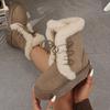 Women's Plus-Size Lace-Up Snow Boots - Faux Suede, Autumn/Winter 2025 New Style, Warm