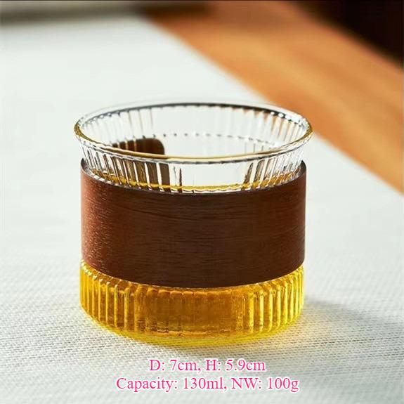 Japanese Glass Tea Cup with Gold Rim, Kung Fu Accessories, Small Teacup, Crystal Teaware Set, Tea Bowl, Cute Cup for Puer Wine