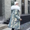Lange losse winterjas voor dames, bontkraag met capuchon, dikke jas, donsjack, katoenen gewatteerde parka's