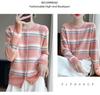 100% Wool Striped Cashmere Button-Up Sweater for Women - Korean Style, Autumn/Winter Collection