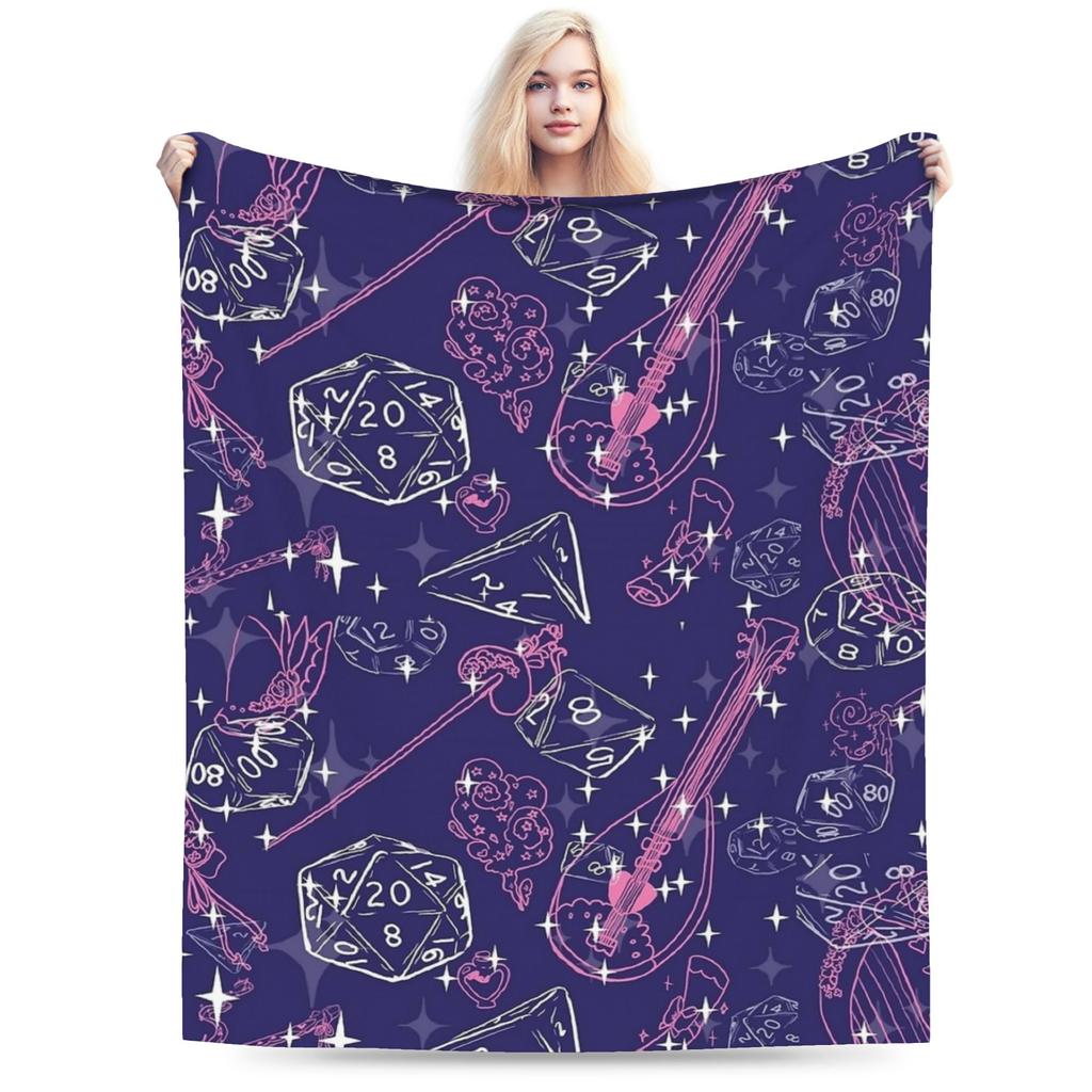 DnD Game Dice Spill Blankets Fleece Spring Autumn Multi-function Super Warm Throw Blanket for Home Travel Plush Thin Quilt