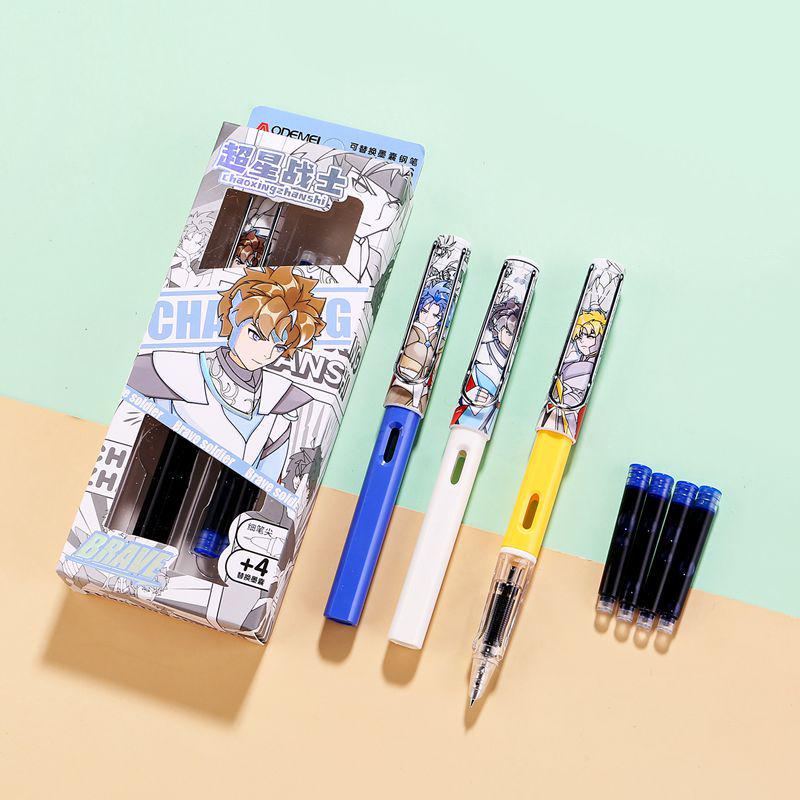 Crystal Blue Fountain Pen with 4 Replaceable Erasable Ink Cartridges