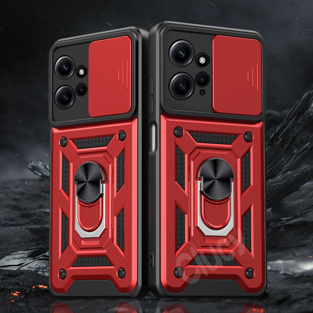 For Redmi Note 12 4G 5G Camera Shockproof Armor Case For Redmi Note 13 12 Pro Plus Car Magnetic Holder Ring Protect Cover