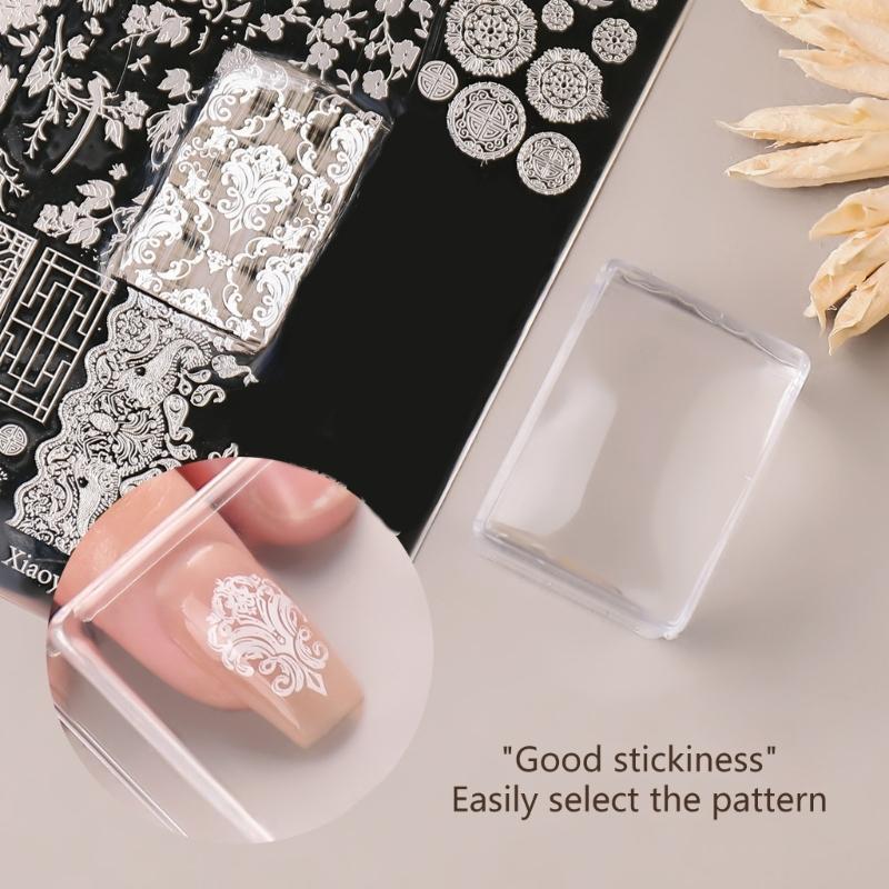 3Pack Transparent Silicone Nail Art Stampers For Precise Pattern Transfer And Easy Alignment