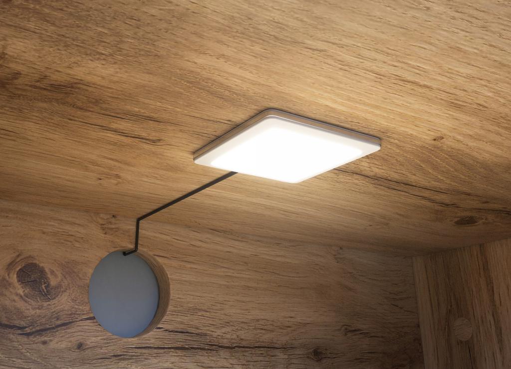 Square LED lighting, 5 points, cold white, with power supply for alcoves and cabinets