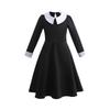 Wednesday adams black dress print dress cosplay costume adams family cos costume halloween
