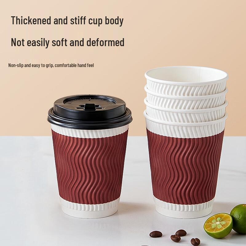 Temeiju Thickened Anti-Scald Disposable Coffee Cups with Lids