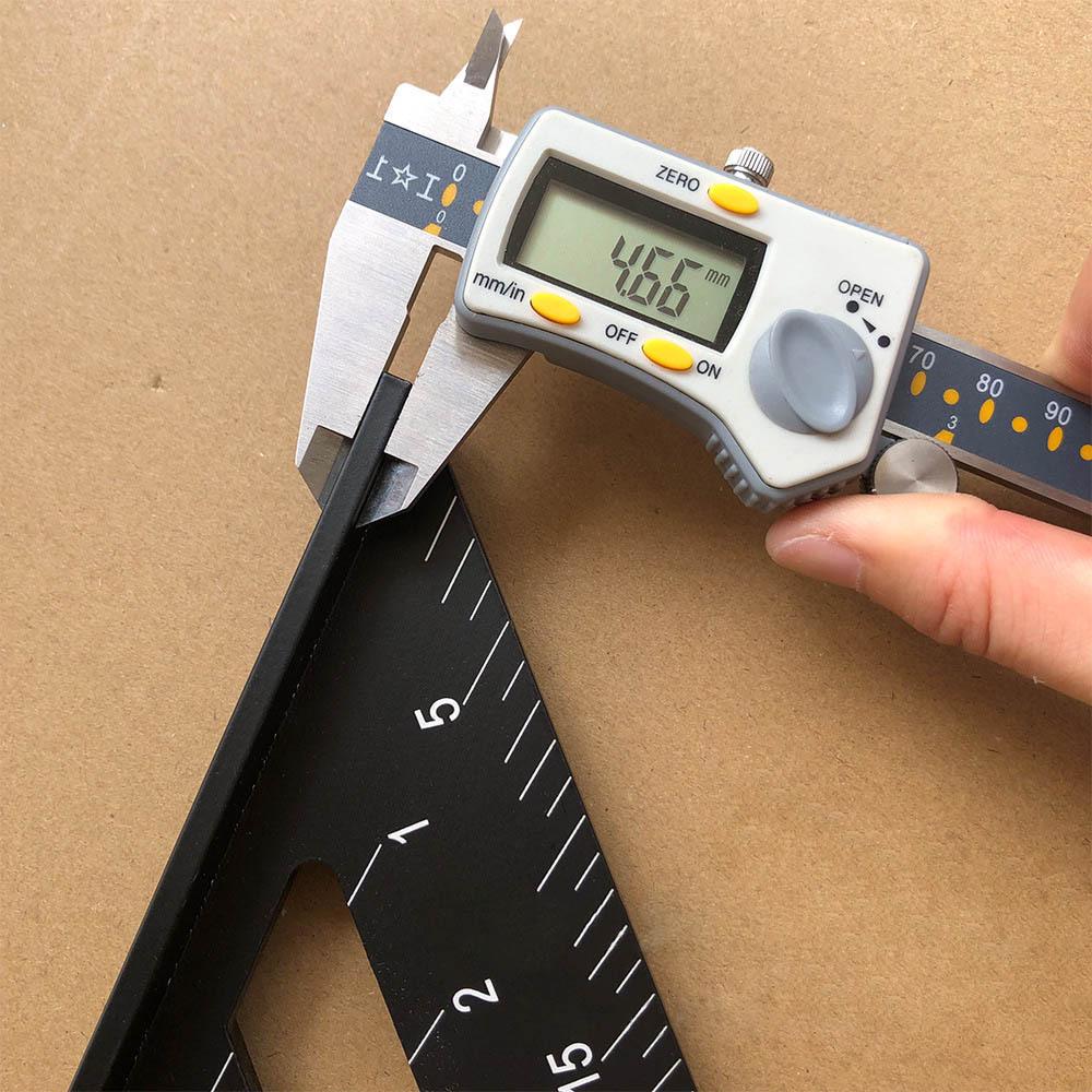 7/12" Aluminum Triangle Ruler: Woodworking, Imperial/Metric, Black Oxide, 90°/45° Right Angles.