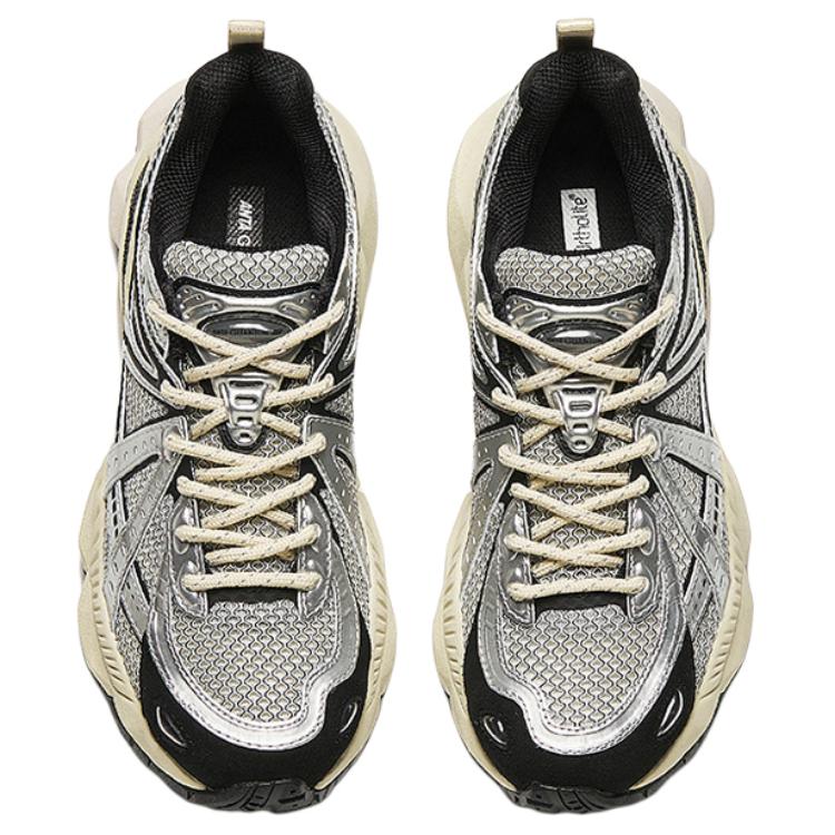 New Anta Champion Series Cushioned Slip Resistant Low Top Casual Shoes Women's Silver Black 122438808A-1