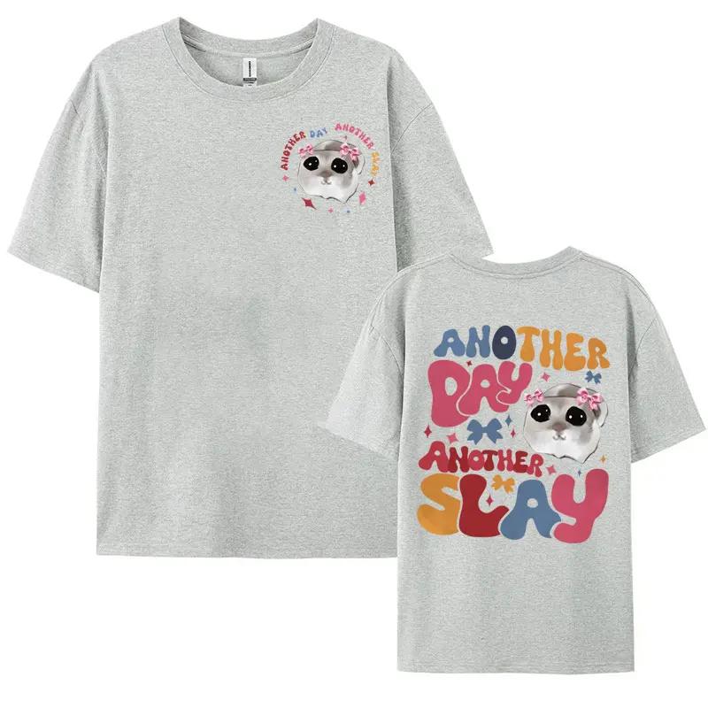 Funny Another Day Another Slay Print Tshirt Cute Trendy Hamster Meme Tshirts Men Womens Summer Casual 100 Cotton T Shirt Tops