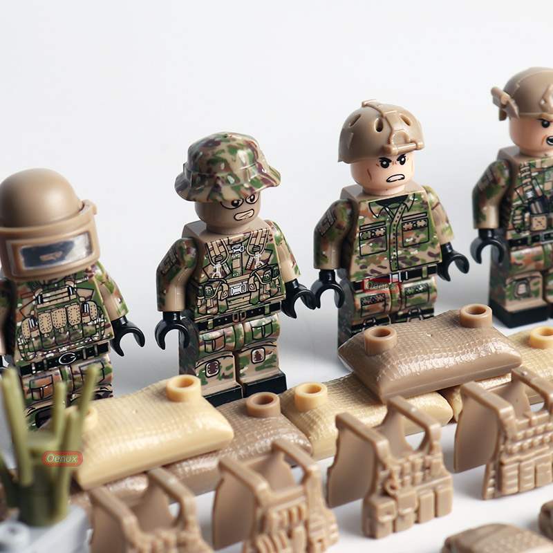 6ks/lots Ruská Alfa Moderní voják speciálních jednotek Minifigurky MOC SWAT Vojenské zbraně Stavebnice Hračky