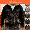 Winter Fleece Mens Hooded Zipper Sweatshirt With Patch Pocket Casual Jacket