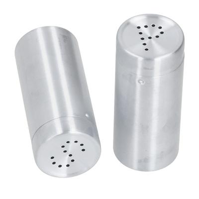 2Pcs Stainless Steel Salt Pepper Shaker Round Shape Condiment Jar Dredge Shaker  Home Cooking