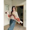 Rainbow hollow women's sweater Crochet lace colored knitted sweaters Spring Autumn Stacked Woman Trendy Fashion Loose Top