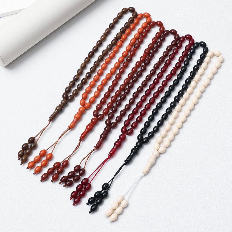 Islamic 33-Bead Tasbih Prayer Rosary, 9x12 mm Beads, Middle Eastern Hui Hand String