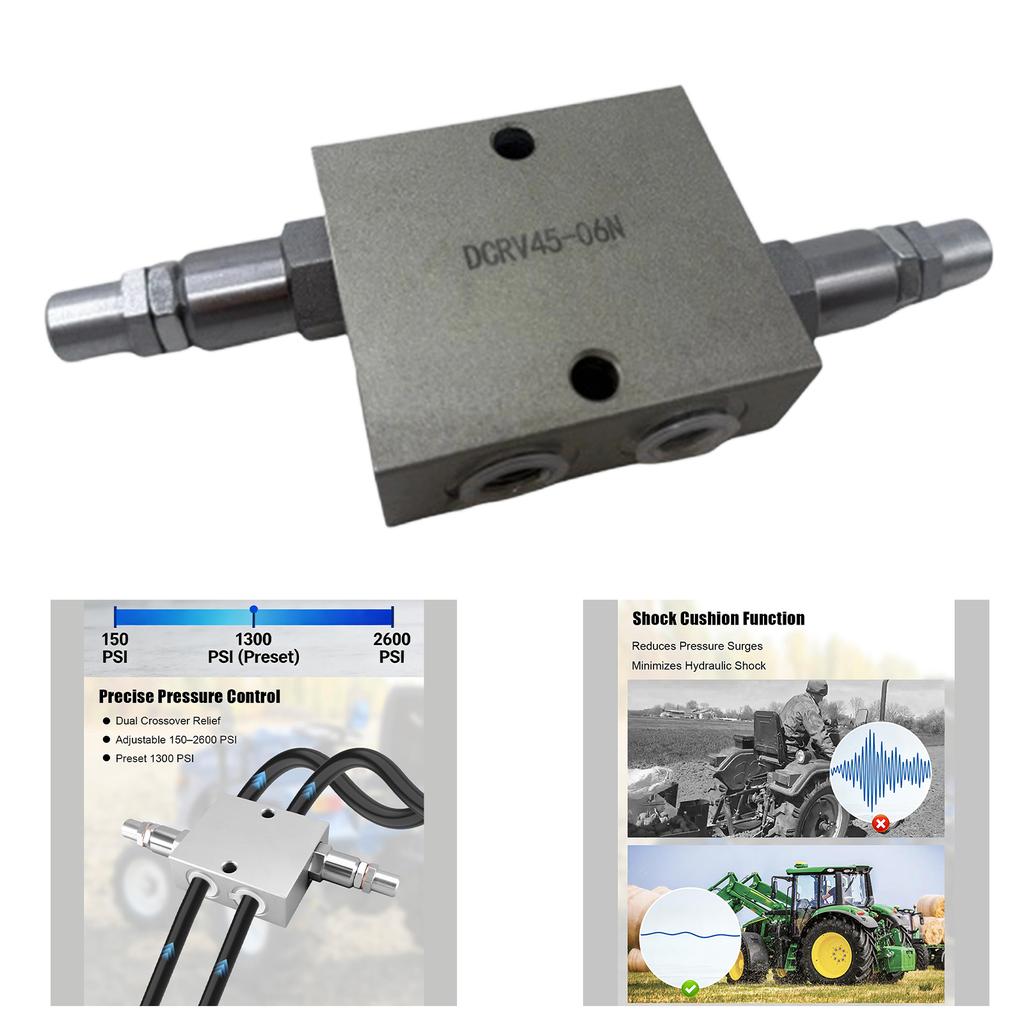 Mini Excavator Cushion Valve Kit Complete for Swivel Motor Assembled Fits Any Mini Excavator or Machine with 1/4" Hydraulic Hose