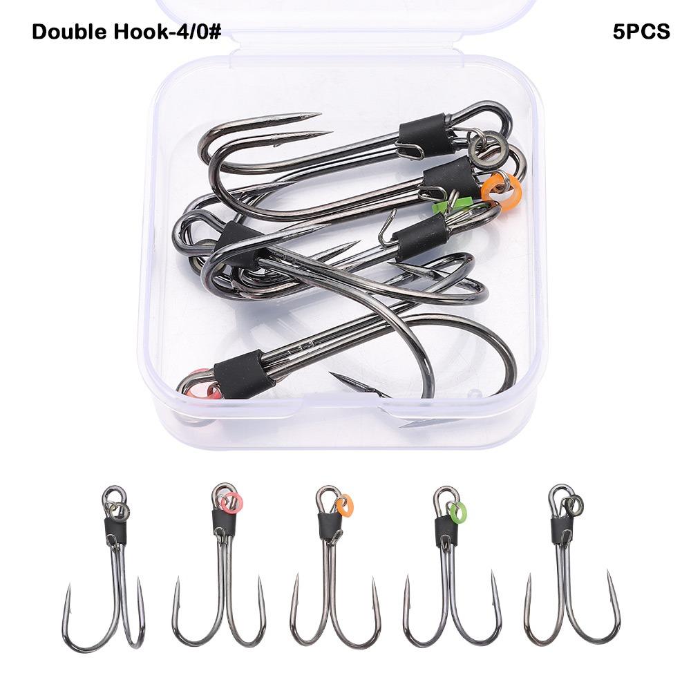 5pcs Double hook/triple hook Live Shrimp Bait Hooks Pickerel Wide Gap High-carbon Steel Fishhook Wacky Weedless Worm Soft Worm