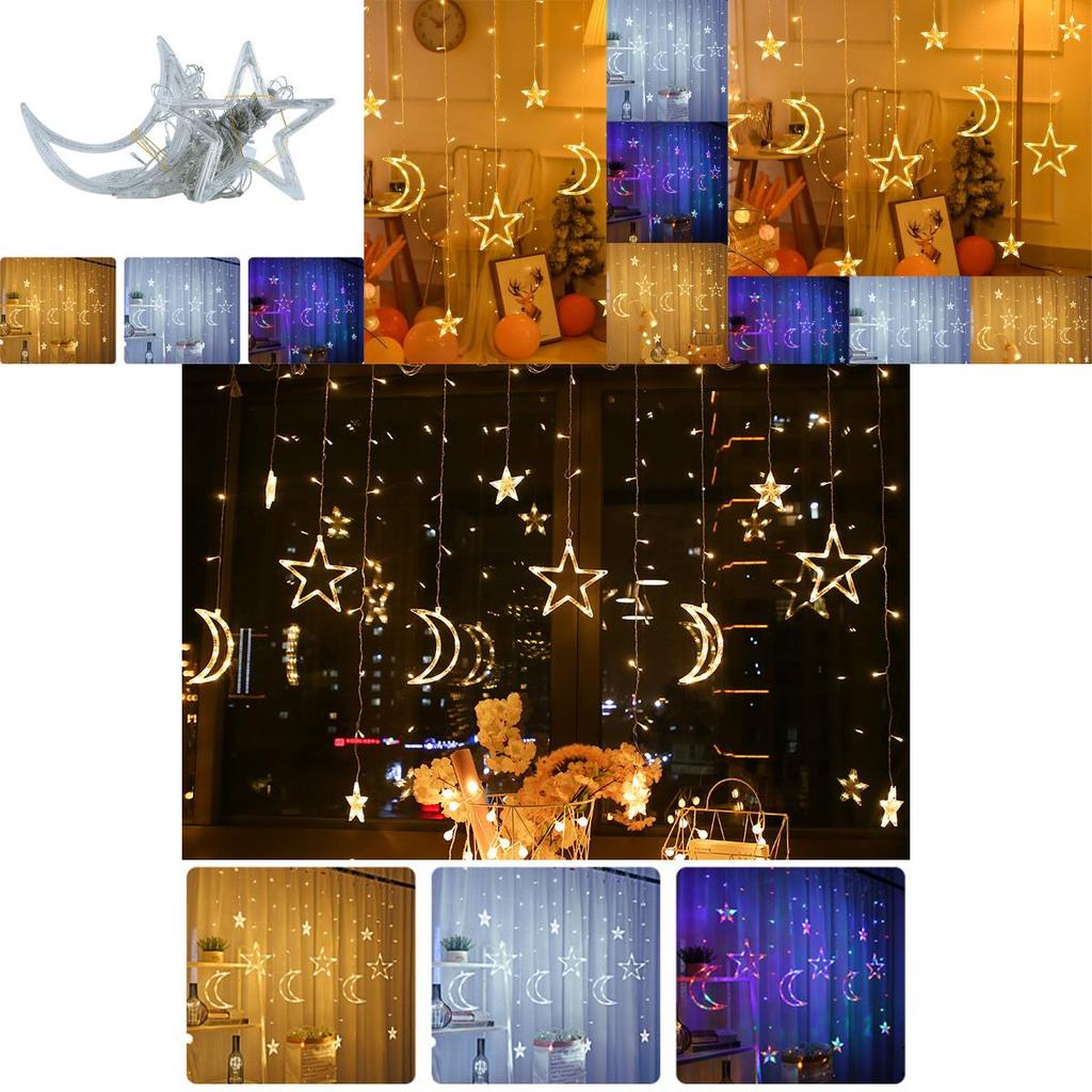 Enchanting 3.5m Twinkling Star Moon Led Curtain Light For Magical Home Decor