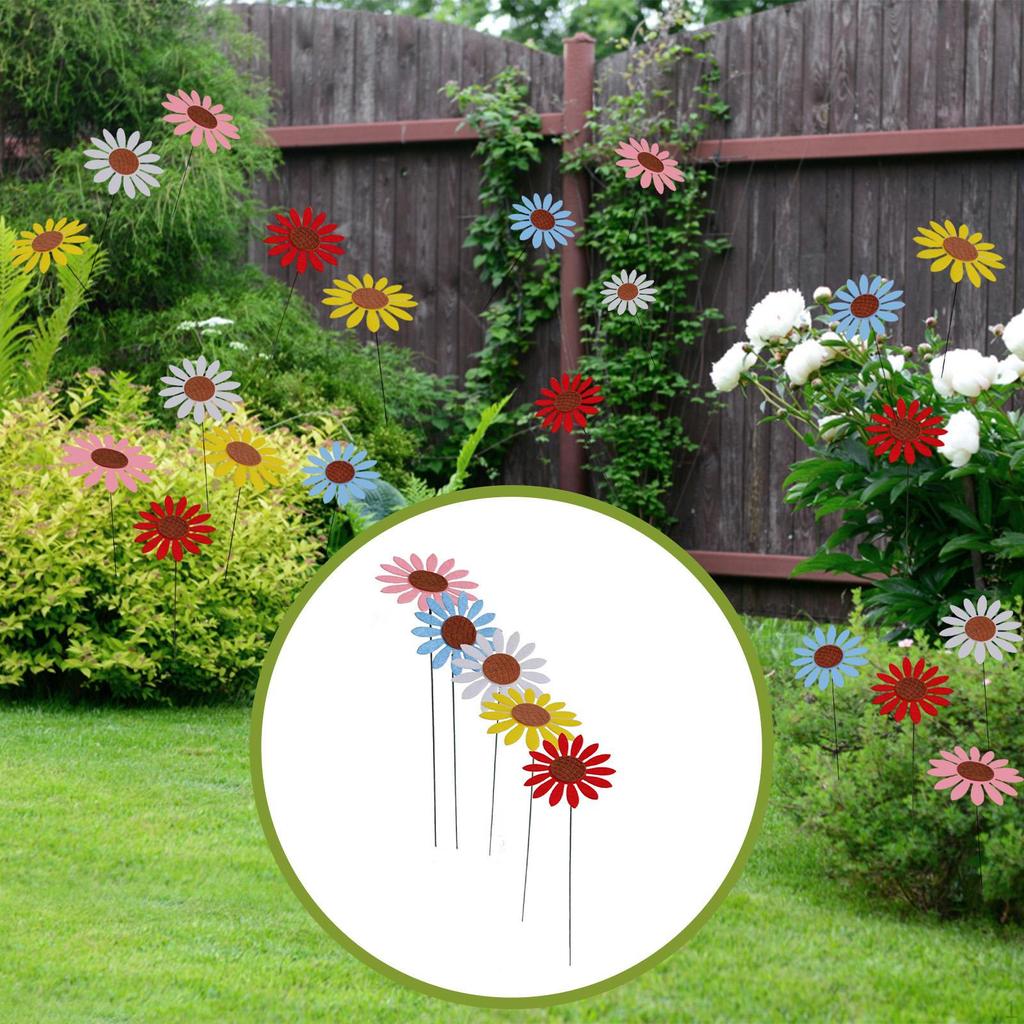5x Metal Sunflower Garden Stakes, Spring Autumn Outdoor Decorative Lawn Yard Ornament for Swimming