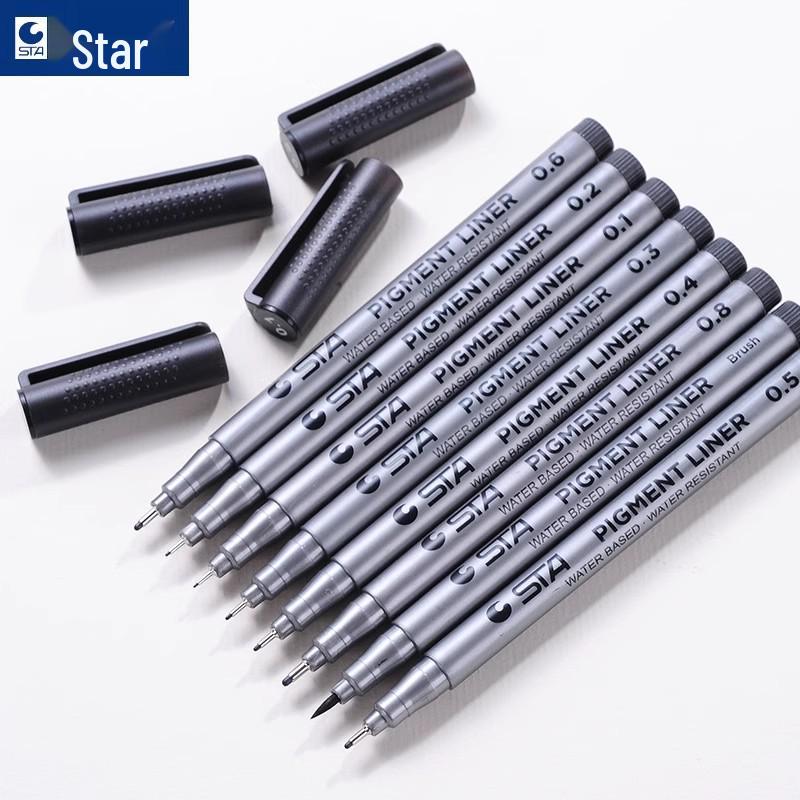 

Sta Needle 8050 Waterproof Outline Pen for Anime Design, Hand-Painted Line Drawing, Signature, and Line Art. 0.6mm Pen