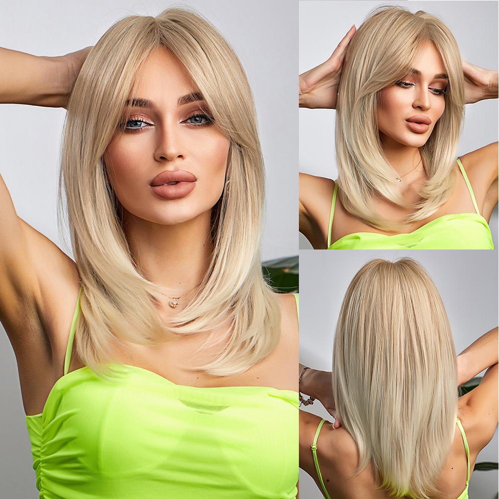 OneNonly Kurze Perücke, Bob, natürlich, blond, Damenperücke, für Damen, täglich, hitzebeständiges Haar