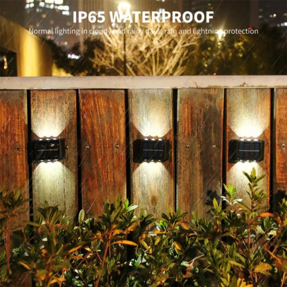 4/8/10LED Solar Wall Lamp Outdoor Waterproof Up and Down Luminous Lighting for Garden Fence Decoration Sunlight Light