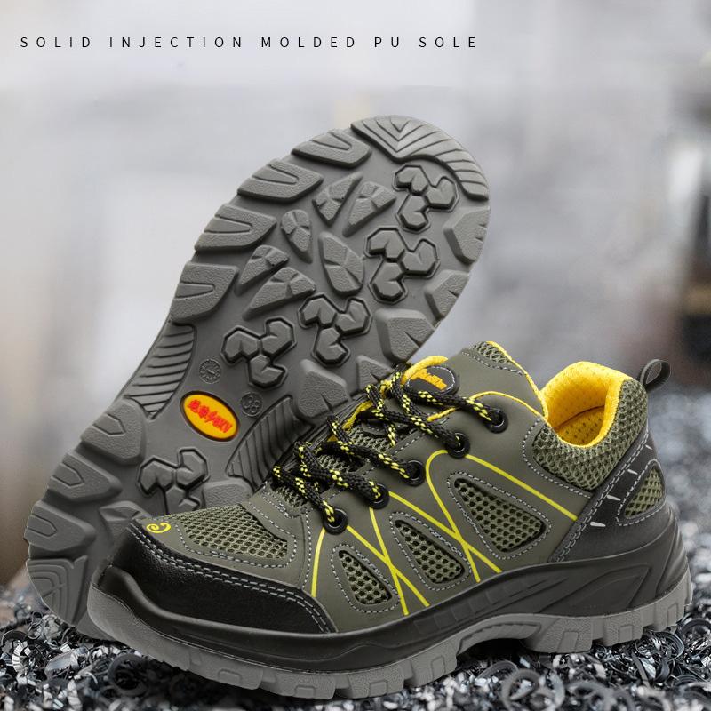 Oulylan Male Anti Smash Work Shoes Non-Slip Round Toe Safety Boots Summer Wear Resistant Labor Footwear Large Size 38 To 46