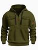 Men's Autumn/Winter Casual Versatile Multi-Pocket Plus Velvet Long Sleeve Hoodie