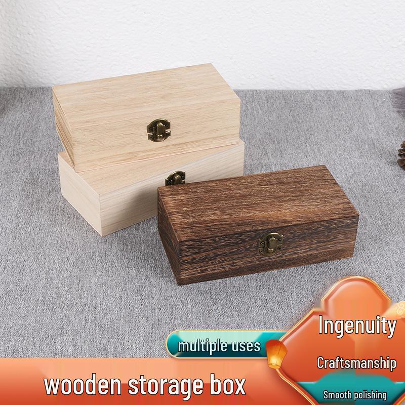 In-Stock Retro Paulownia Wooden Storage & Gift Box with Hinged Lid