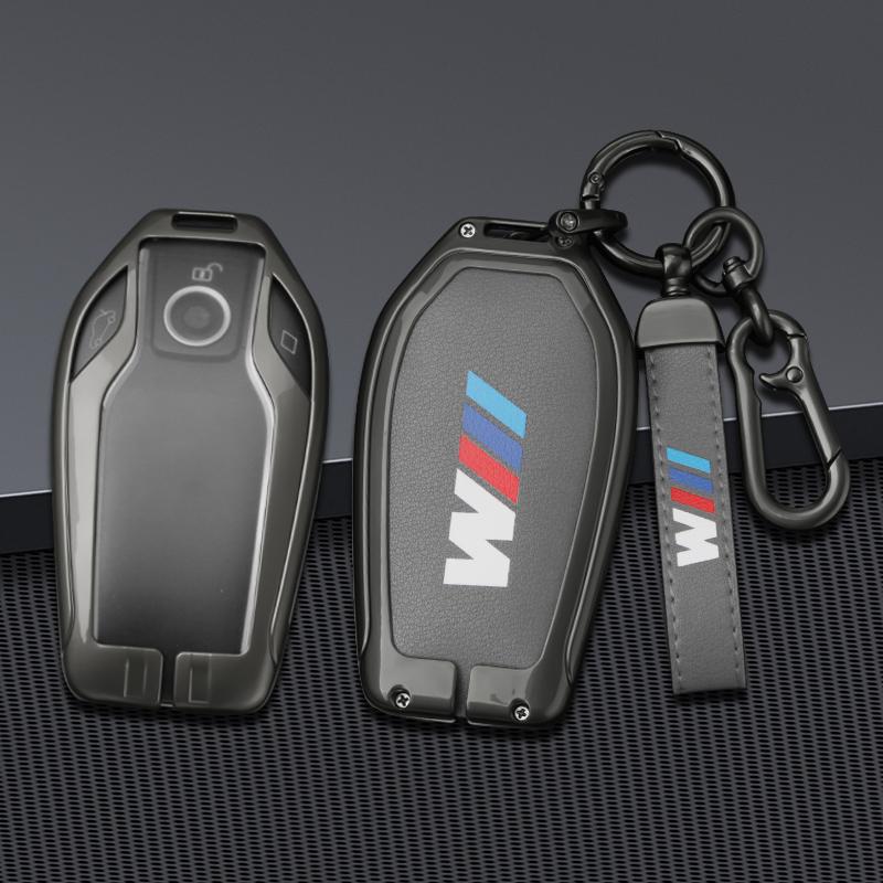 IAMS9 Alloy Leather Car Key Case Cover For BMW M 5 6 7 Series 530le Gt X3 X4 730li 740 G12 G30 G31 G32 I8 I12 I15 Keychain Accessories