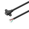 Type-C Four-Core Female Socket Data Cable with Horizontal Charging Port and Fixed Screw Holes