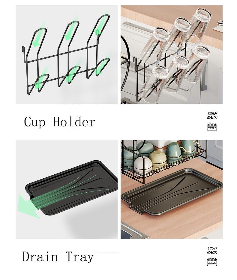 Double-Layer Kitchen Dish Rack with Large Capacity Drip Tray