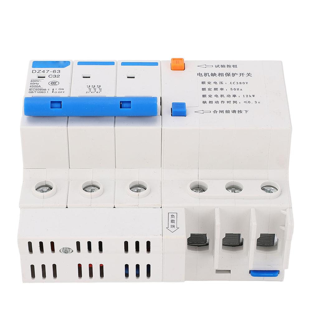 Motor Phase Loss Protection Switch Rail Type 3P Phase Loss Protector for Pump Air Blower 32A 380V