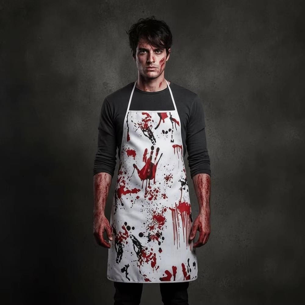 Stretchy Fit Blood Stained Cape Hooded Design Cosplay Costume Cloak  for Horror Dress Up