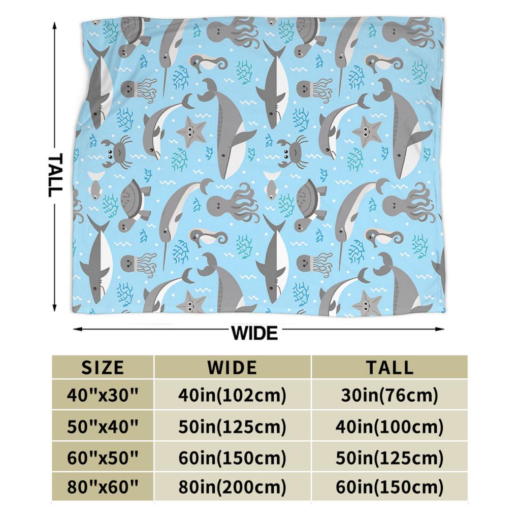 Cute Sharks Blankets Quality Warm  Throw Blanket Autumn Travel Office Couch Chair Sofa Bed Novelty Bedspread