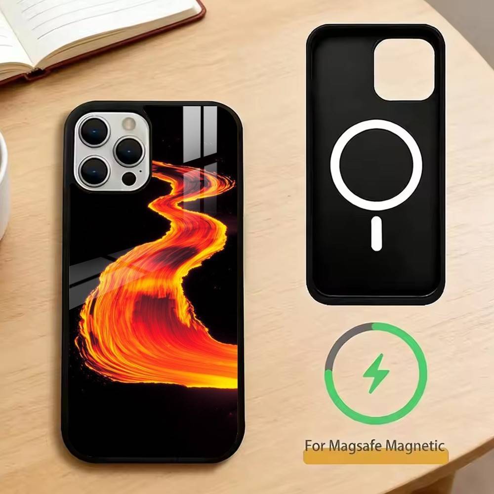 Volcano Phone Case For iPhone17,16,15,14,13,12,11 Plus,Pro Magnetic with Magsafe Wireless Charging