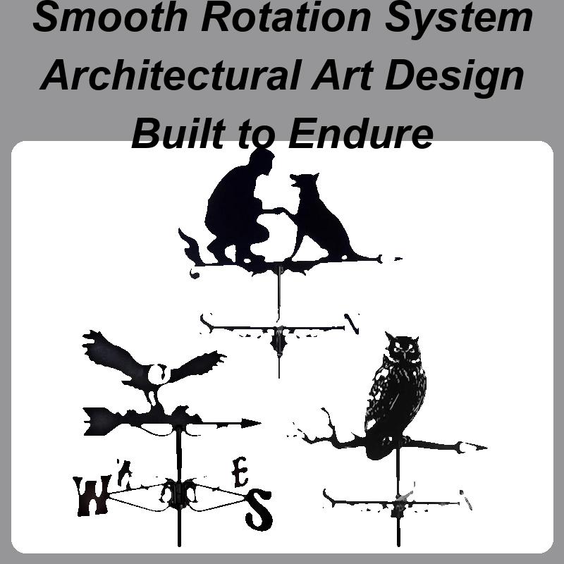 Metal weather vane Stand owl Wind Vane Roof Weather Vane man and dog eagle iron metal outdoor garden courtyard decoration