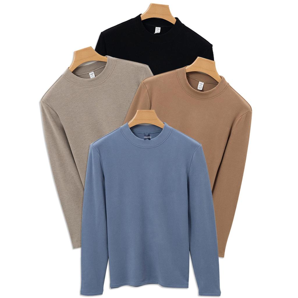 Men's High-End Yifeisi Thermal T-Shirt: Moisture-Absorbing, German Velvet, Half-High Collar, Long-Sleeve Acrylic, Antibacterial Outerwear