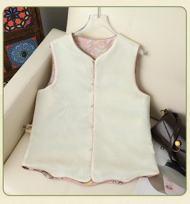 2026 Chinese Style Round Neck Song Brocade Jacquard Sleeveless Vest