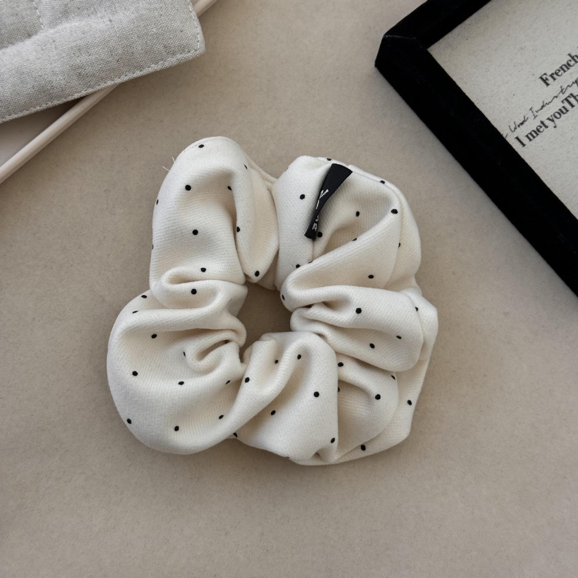 

Резинка для волос «Точки», большая, галстук-бабочка, кожаная лента, пучок, низкий хвост, простой аксессуар для волос для женщин бежевый