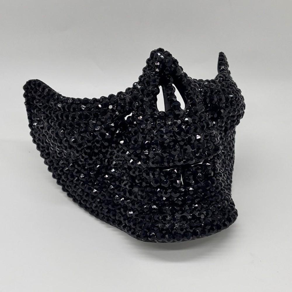 Gothic Full Rhinestone Half Face Skull Mask Punk Rock Style Cosplay Mask Handcrafted Shining Masquerade Mask Music Festival