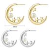 925 Sterling Silver Baroque Pearl Earrings with Moon & Star Design - Women's Hot Item