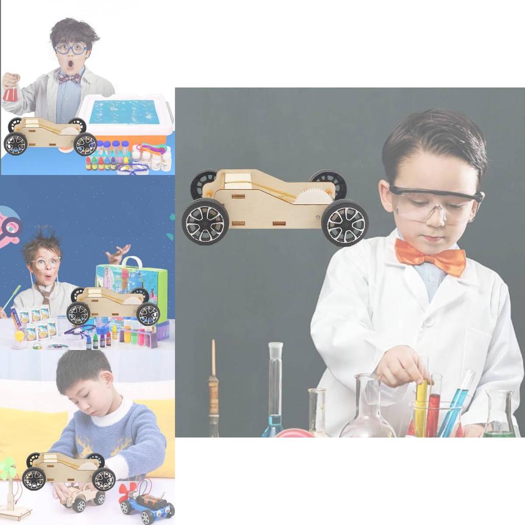 Children's Diy Rubber Band Powered Car Material Pack Educational Physics Science Toy