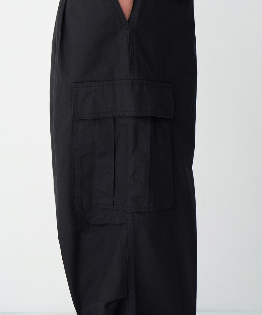 MUSINSA STANDARD Cotton Parachute Elastic Cargo Pants [Black]