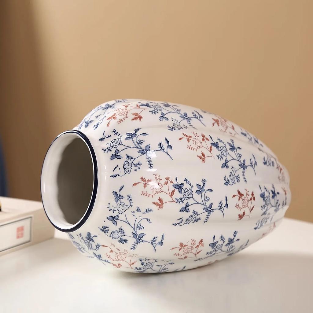 Blue and White Porcelain Ceramic Vase Decoration Living Room Entrance TV Cabinet Dining Table Decoration Can Be Used for Hyd